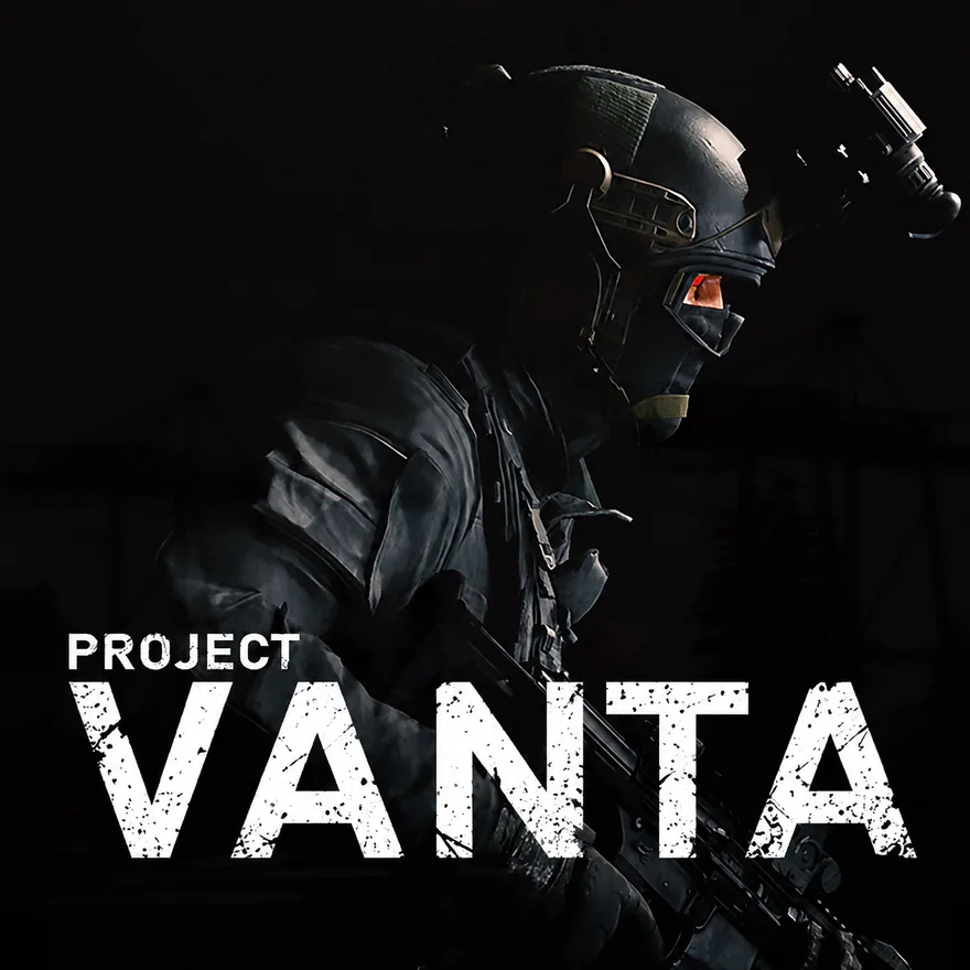 Project Vanta keyart — a masked operative with a red-lit visor